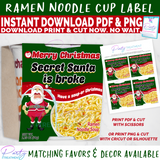 Broke Secret Santa Ramen Noodles Christmas Labels INSTANT DOWNLOAD