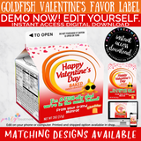 Gold Fish Valentine Label, INSTANT ACCESS DESIGN