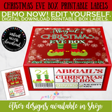 Christmas Eve Box Label- Elf Shoes, Editable INSTANT DOWNLOAD