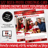 Editable Red and Gold Photo Christmas Card INSTANT DOWNLOAD