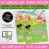 Candyland Baby Shower Invitation, African American curly fro baby