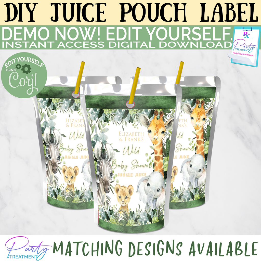 Wild One Safari Baby Shower Birthday Chips Party Favor Label