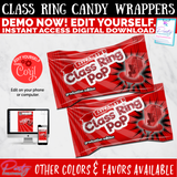 Red Graduation Class Ring Pop Printable DIGITAL DOWNLOAD