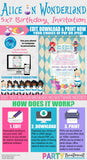 Alice in Wonderland Birthday invitation, Alice in ONEderland birthday invitation, INSTANT DOWNLOAD, Instant Access