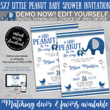 A little Peanut is on the Way Elephant Baby shower invitation, INSTANT DOWNLOAD