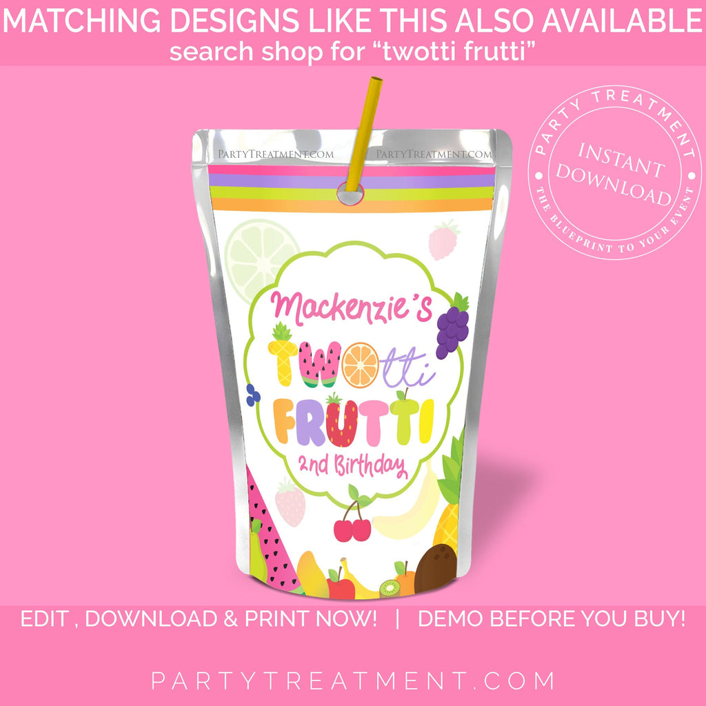 Twotti Frutti birthday Invitation, INSTANT DOWNLOAD