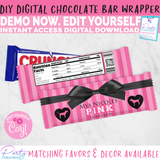 Pink Candy Bar Wrapper-FULL WRAP INSTANT DOWNLOAD