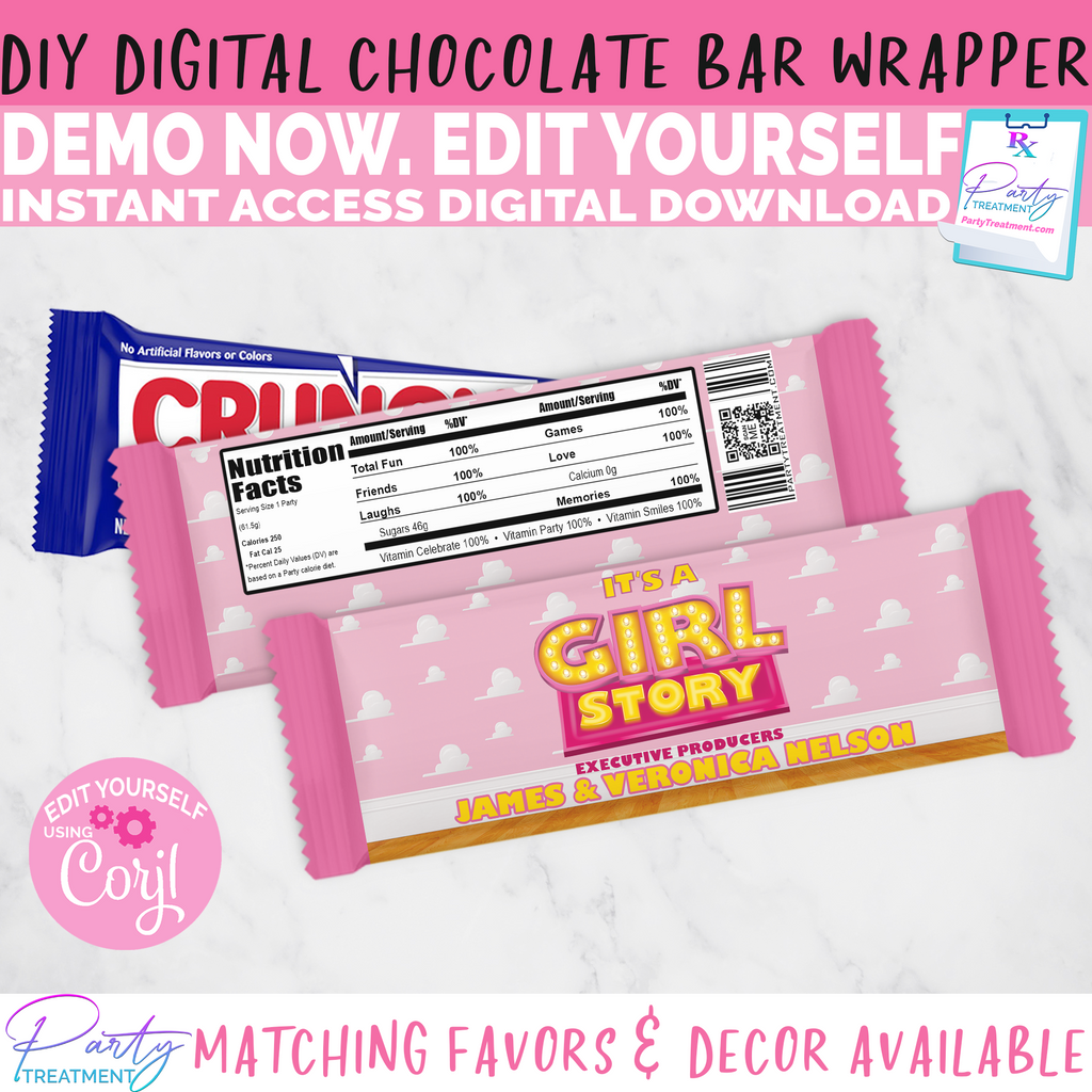Girl Story Chocolate Wrapper INSTANT ACCESS DOWNLOAD