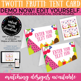 Twotti Frutti Tent Cards, Twotti Frutti Food Labels