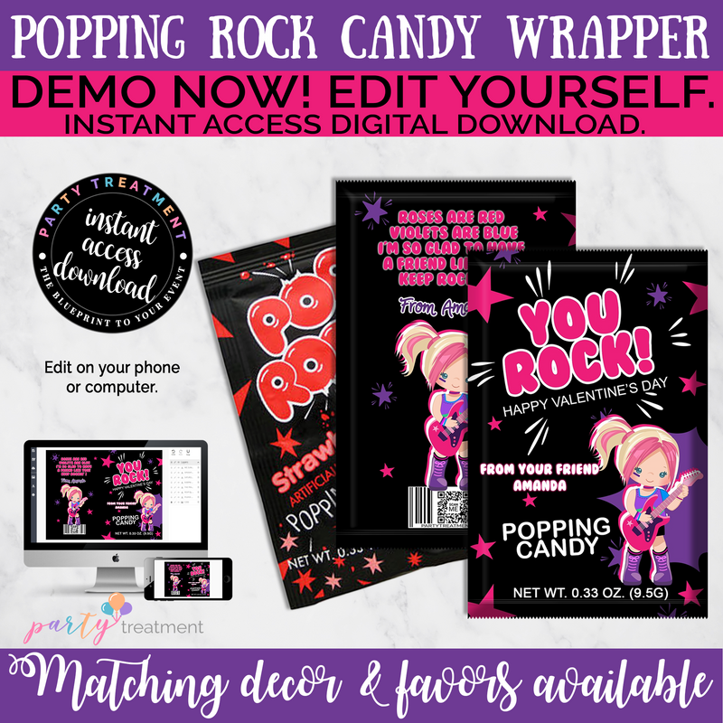 Pop Rocks Valentine's Favors - Blonde - INSTANT ACCESS DOWNLOAD