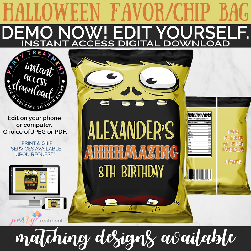 Zombie Halloween Chip Bag