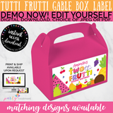 Twotti Frutti Gable Box Label, Twotti Frutti Party Favor Label