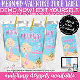 We MERMAID to be Friends Valentine's Juice Pouch label