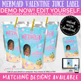 We Mermaid to be Friends Valentine Favor Mermaid Juice Label African American Mermaid Juice Label