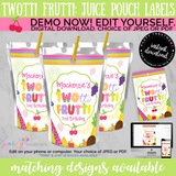 Twotti Frutti Juice Pouch Label, INSTANT DOWNLOAD