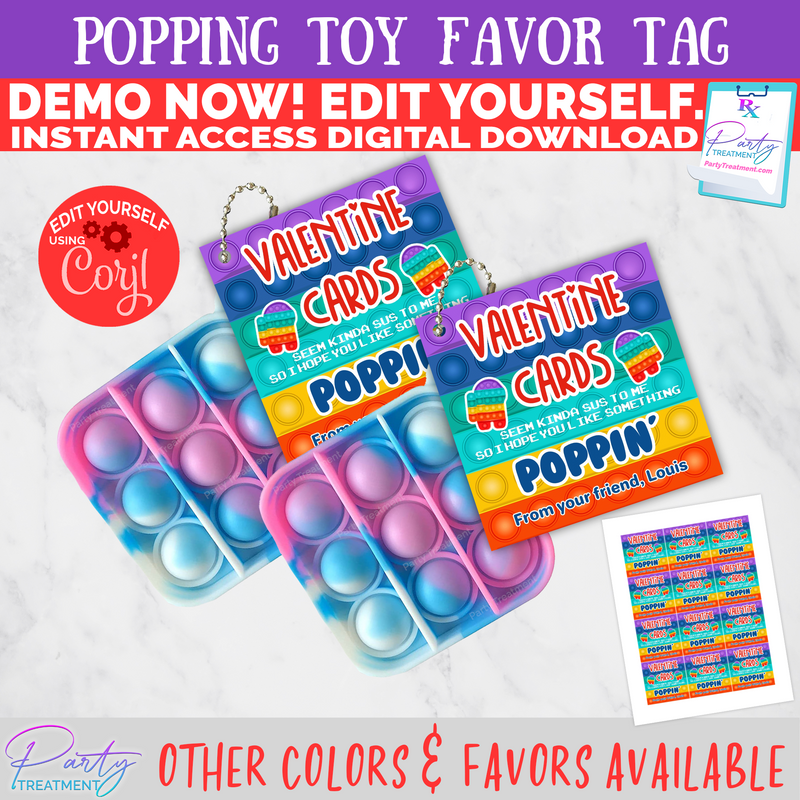 Pop it Valentine tag. Among Us Valentine. Instant download. Printable pop it tag.