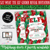 What the ELF Christmas Gender Reveal Invitation, African American INSTANT DOWNLOAD