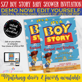 Boy Story Baby Shower Invitation, AFRICAN AMERICAN, INSTANT ACCESS