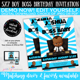 African American Boss Baby Birthday Invitation, INSTANT ACCESS