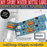 Boy Story Baby Shower Water Bottle Label, AFRICAN AMERICAN, INSTANT DOWNLOAD