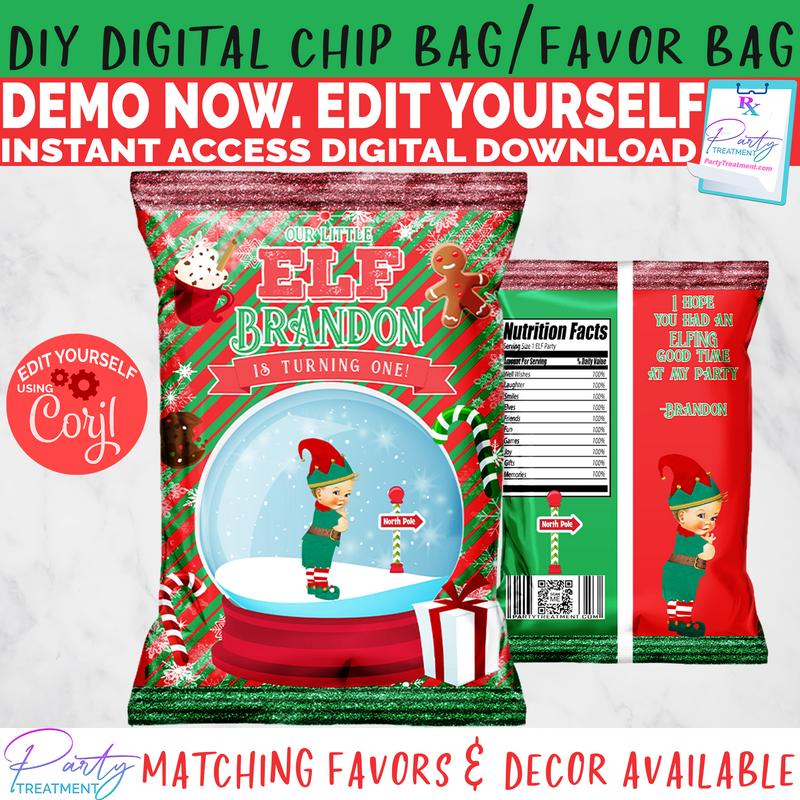 Elf Birthday Chip Bag-Blonde Baby Boy
