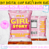 Girl Story Chip Bag INSTANT ACCESS DOWNLOAD