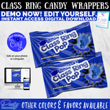 Blue Graduation Class Ring Pop Printable DIGITAL DOWNLOAD
