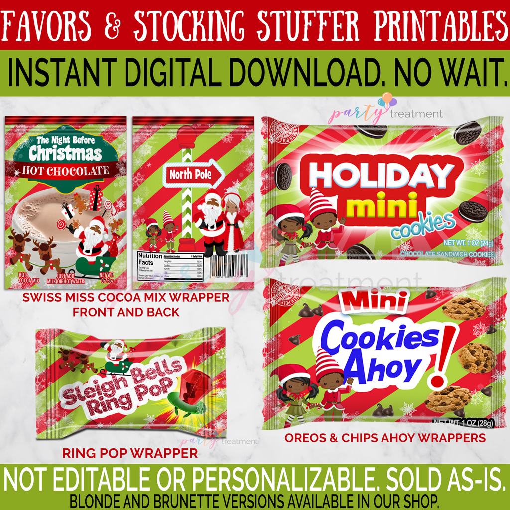 African American Instant Download Christmas Favor and Stocking Stuffer Printables
