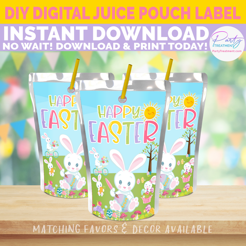 Easter Bunny Juice Pouch Label
