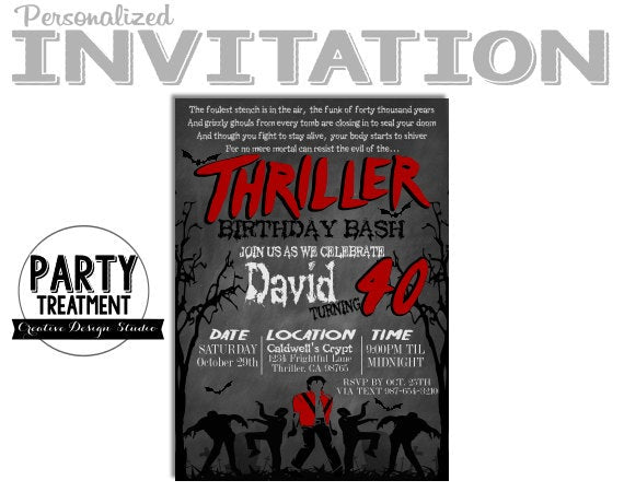 Thriller Halloween Birthday Invitation, Design #189