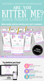 Are You Kitten Me Juice Pouch Labels, Are You Kitten Me Birthday, Kitten Party Supplies, INSTANT DOWNLOAD