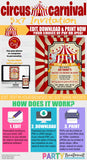 Circus Invitation, Carnival Invitation, Circus Birthday, Circus Baby Shower, INSTANT DOWNLOAD, Editable Template