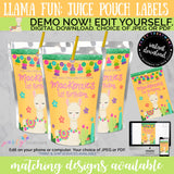 Llama Juice Pouch Labels, INSTANT DOWNLOAD