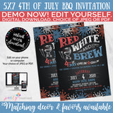 Red White and Brew 4th of July Invitation