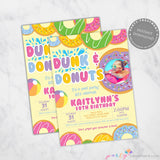 Dunk and Donut Pool Party Invitation, Donut Birthday Invitation, Swim Party Invitation, Donut Party, Summer Party, INSTANT DOWNLOAD