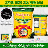 Crayon Birthday Chip Bag, INSTANT DOWNLOAD