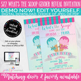 What's the Scoop Ice Cream Gender Reveal Invitation, INSTANT DOWNLOAD