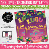 Luau Graduation Invitation, INSTANT DOWNLOAD
