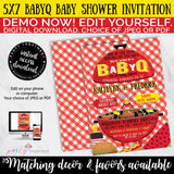 BBQ Baby Shower Invitation, Babyq Baby shower invitation, Bun in the Oven, Burgers on the Grill, Co-ed, Summer baby shower, INSTANT DOWNLOAD