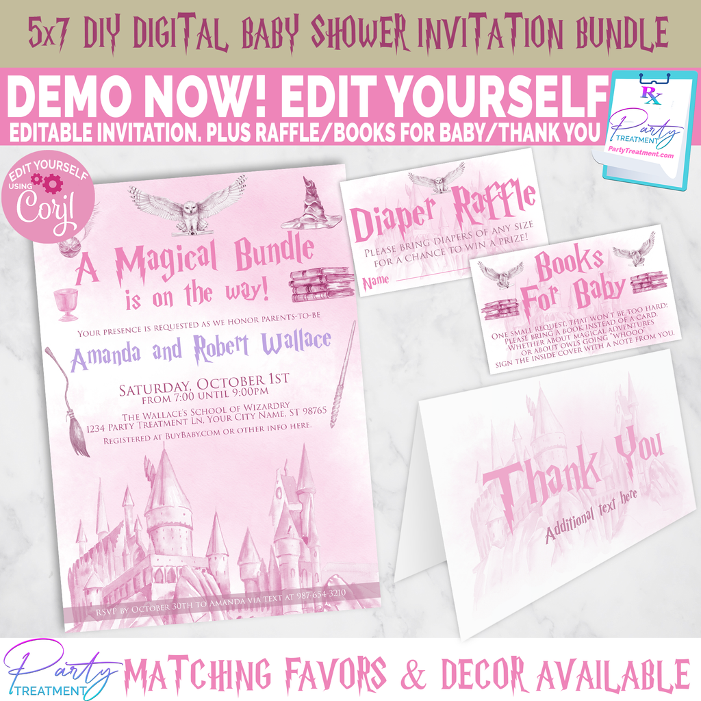 Pink Magical Bundle is on the Way Invitation Set
