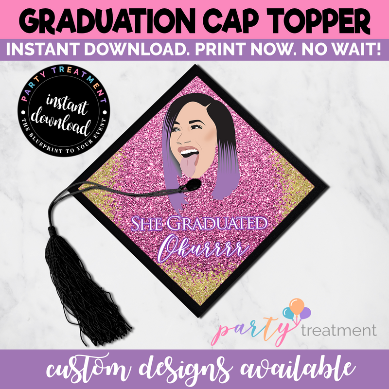 Cardi She Graduated Okurrr Graduation Cap Topper